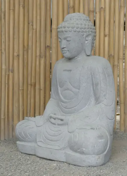 Product image 3 of the product “Seated Japanese Buddha made of Riverstone in Dhyana position - gesture of meditation, H. 99cm ”